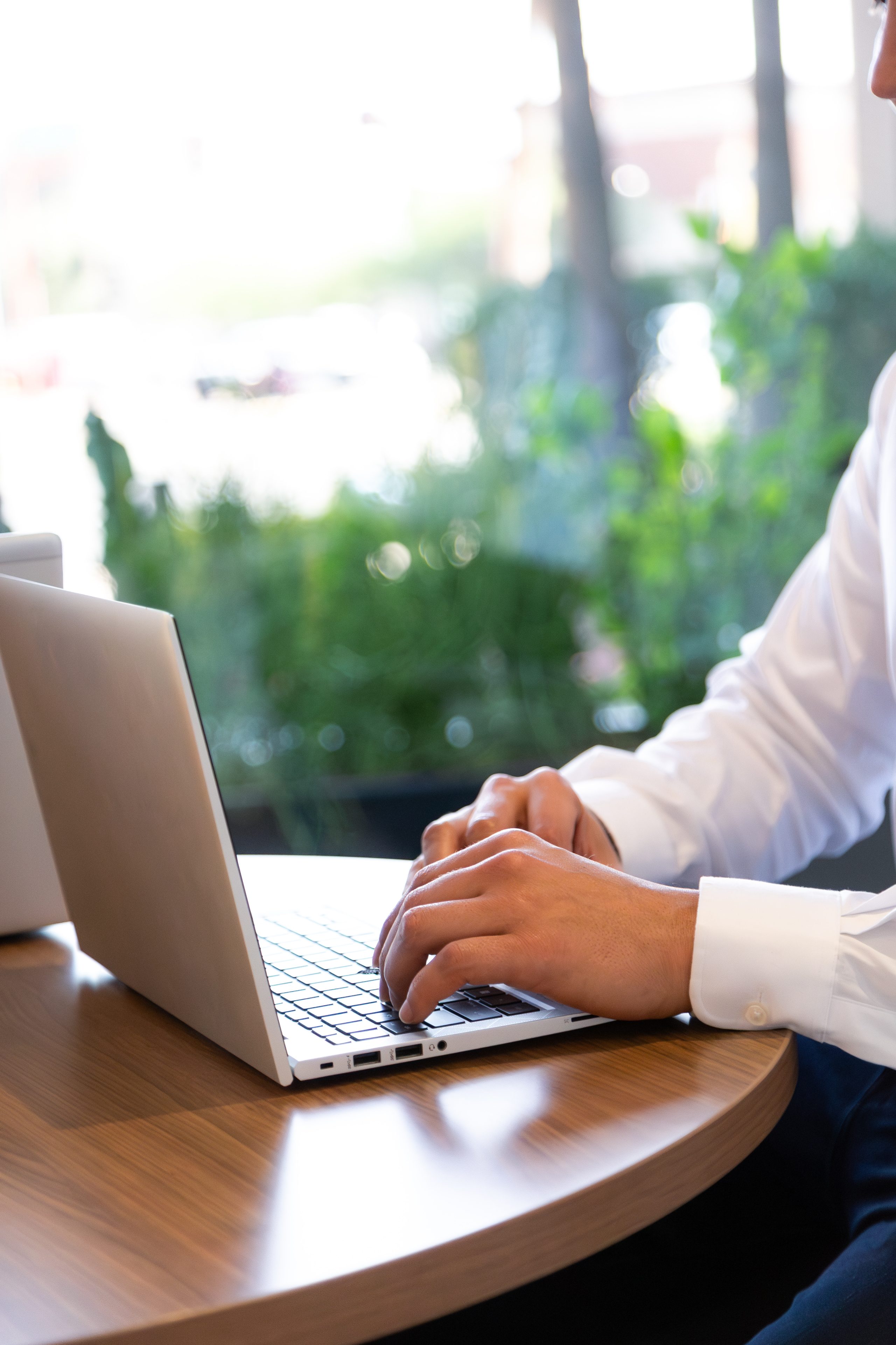Businessman on computer typing